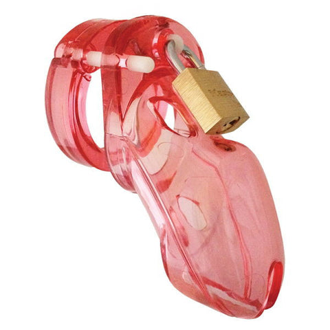 CB-6000 Male Chastity Device Bondage Gear Cage With Lock Pink Clear Black  LM2