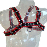 Mister B Leather Bulldog Harness Red